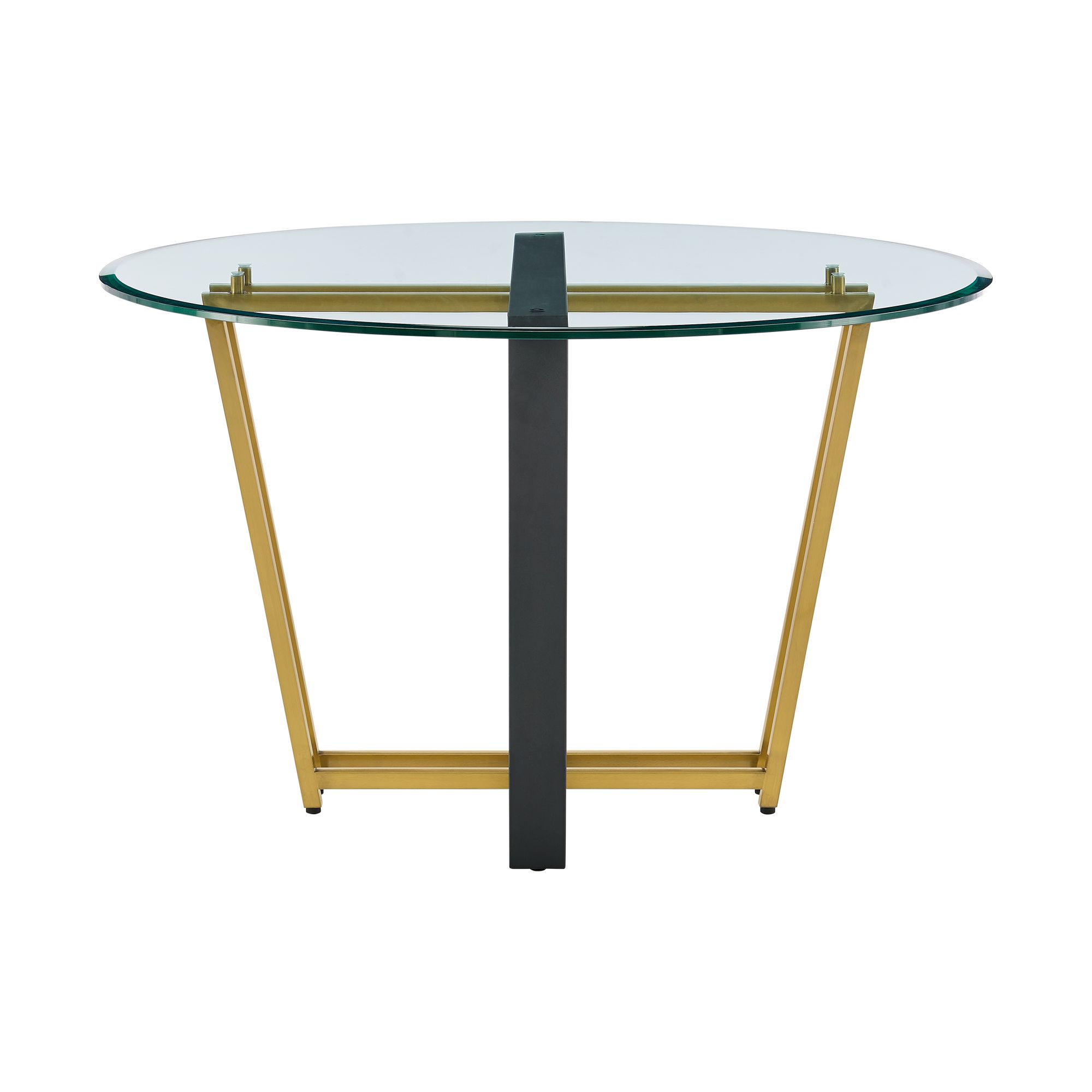 Image 3 Devi 48 in. Round Dining Table in Gold Stainless Steel, Iron, Glass more views