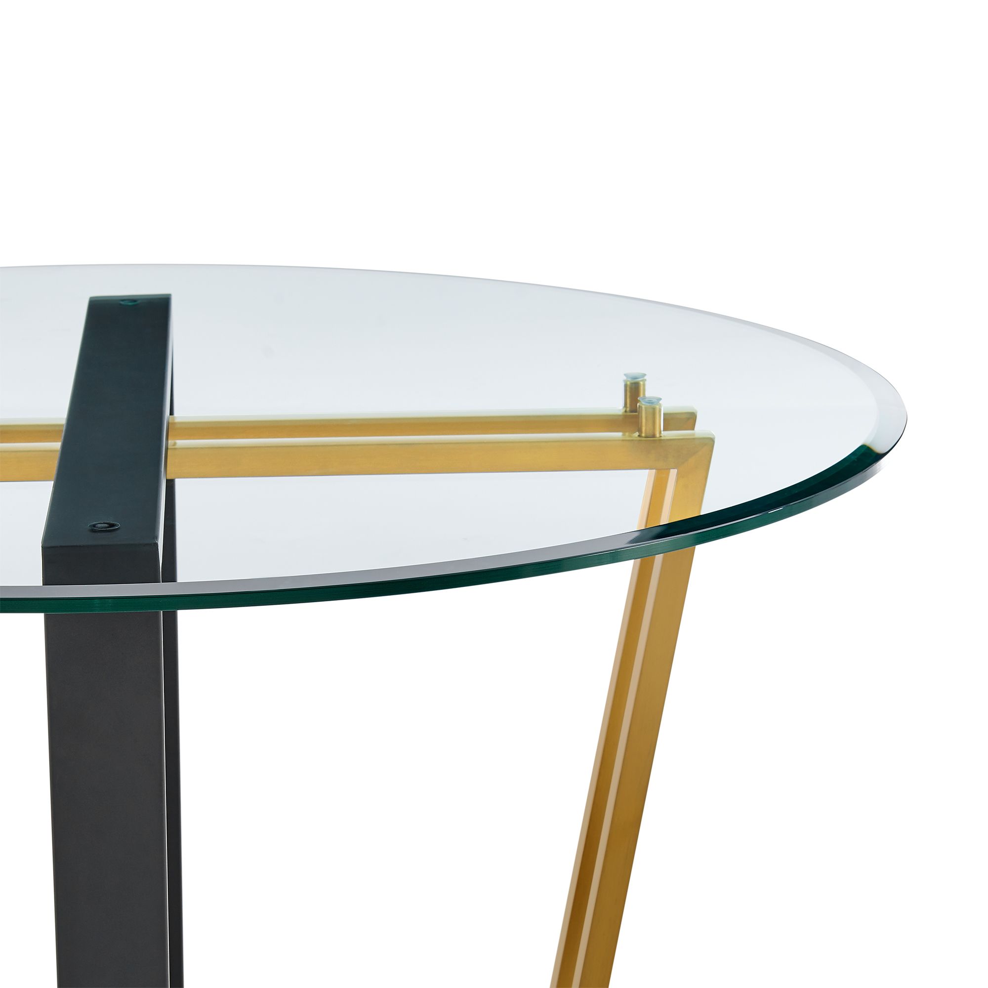 Image 4 Devi 48 in. Round Dining Table in Gold Stainless Steel, Iron, Glass more views