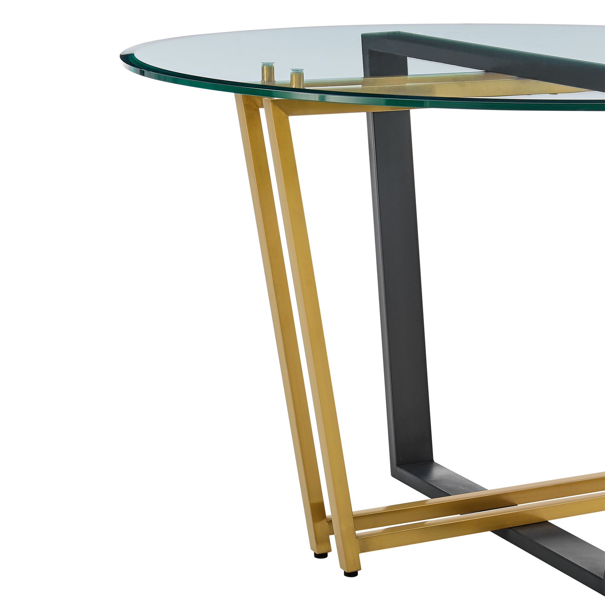 Image 5 Devi 48 in. Round Dining Table in Gold Stainless Steel, Iron, Glass more views