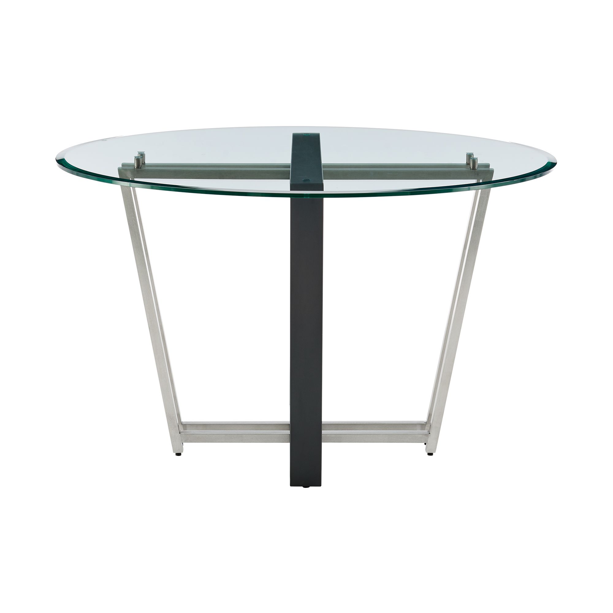 Image 3 Devi 48 in. Round Dining Table in Stainless Steel, Black Iron, Glass more views