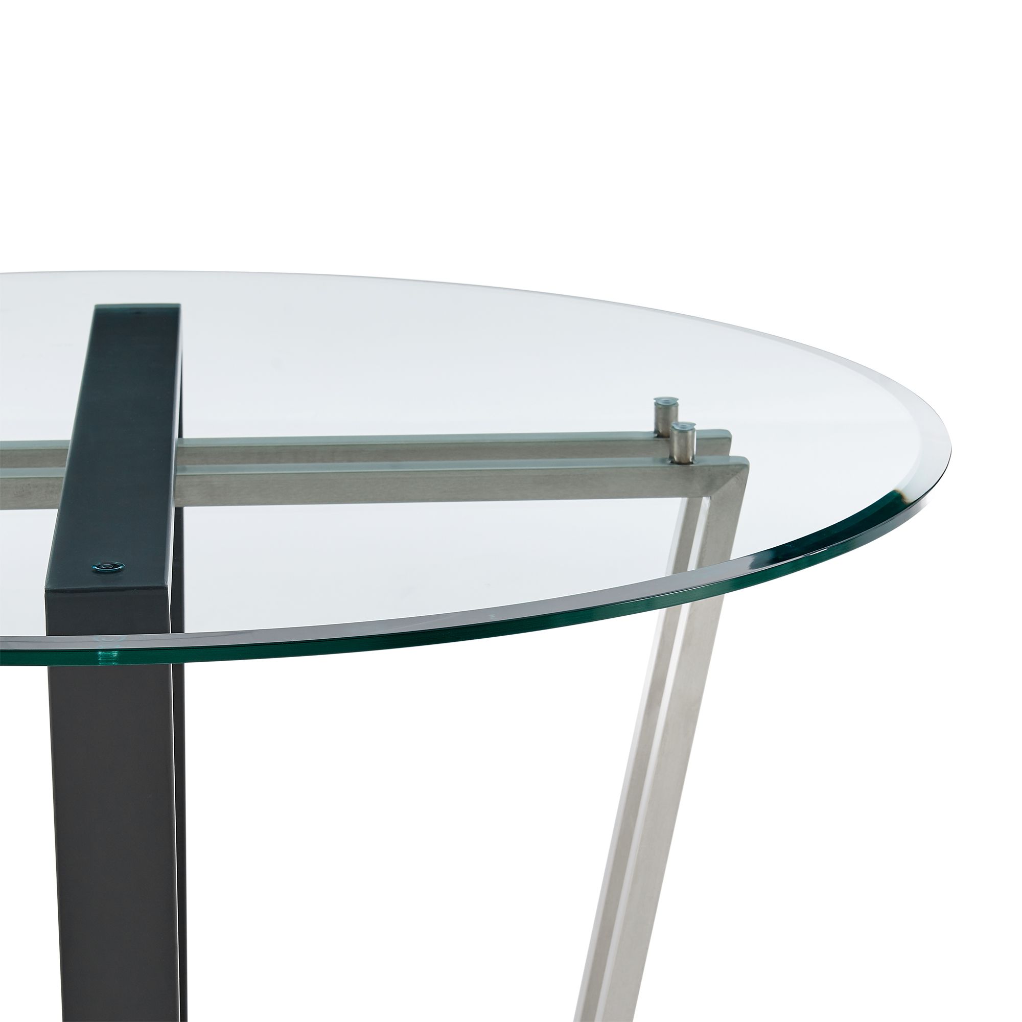 Image 4 Devi 48 in. Round Dining Table in Stainless Steel, Black Iron, Glass more views