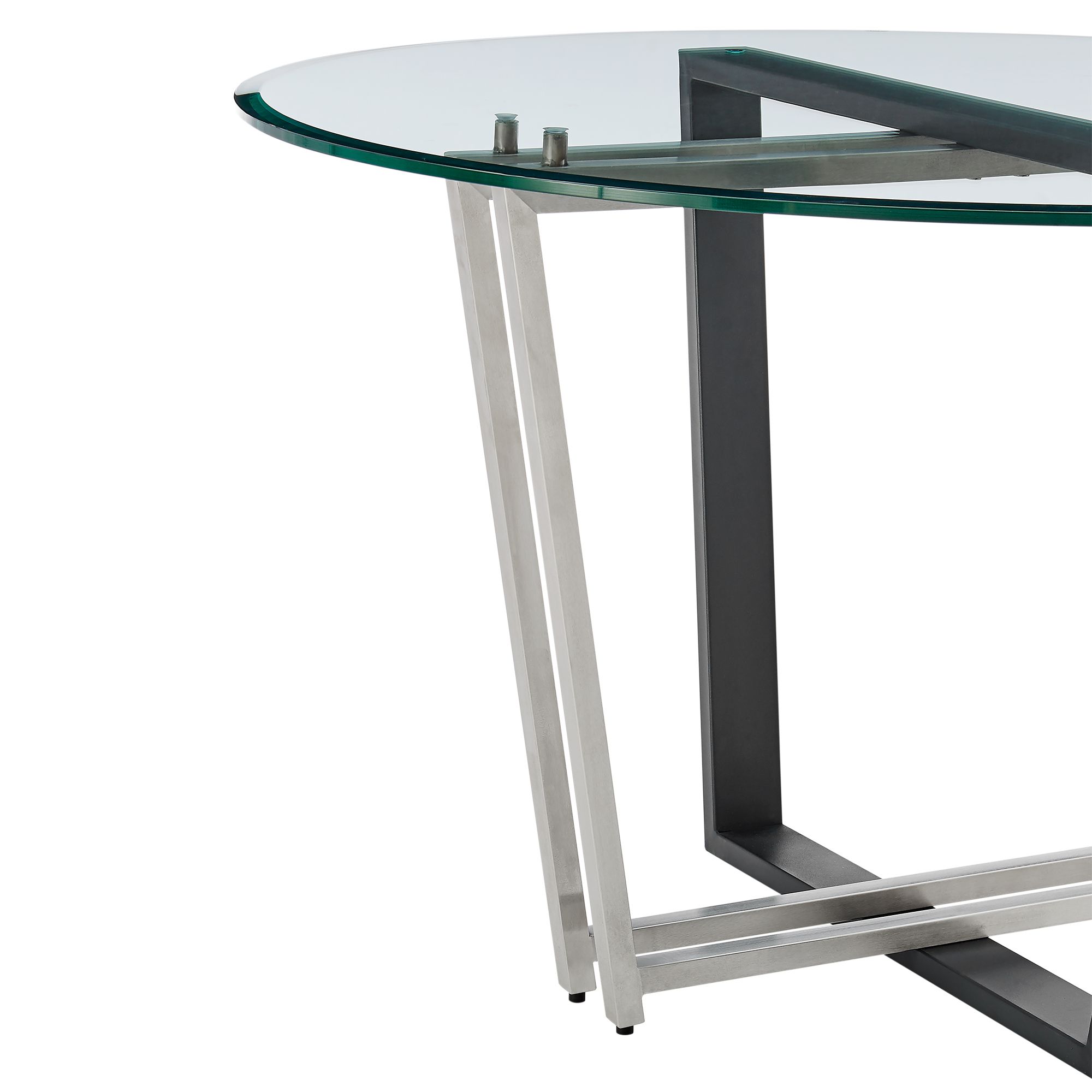 Image 5 Devi 48 in. Round Dining Table in Stainless Steel, Black Iron, Glass more views