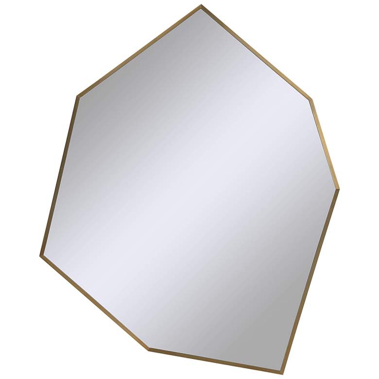 Image 1 Devika Plated Satin Brass 31 inch X 41 inch Geometric Wall Mirror