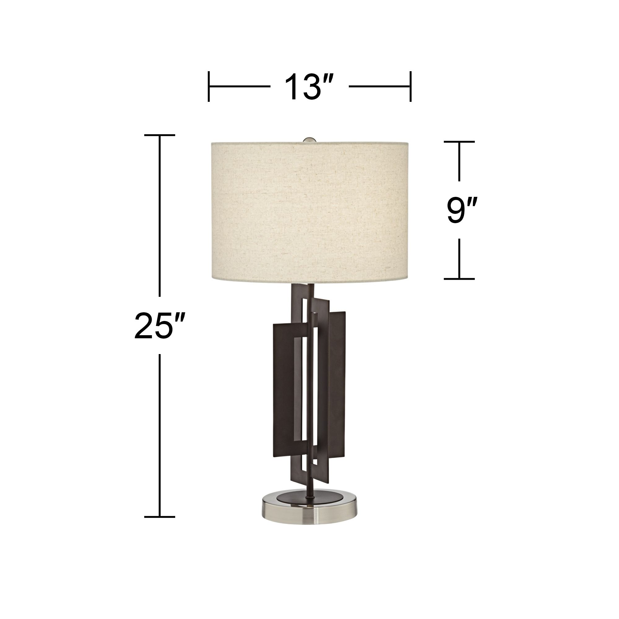 Image 6 Deville 25" Bronze and Clear Geometric Metal Table Lamp more views