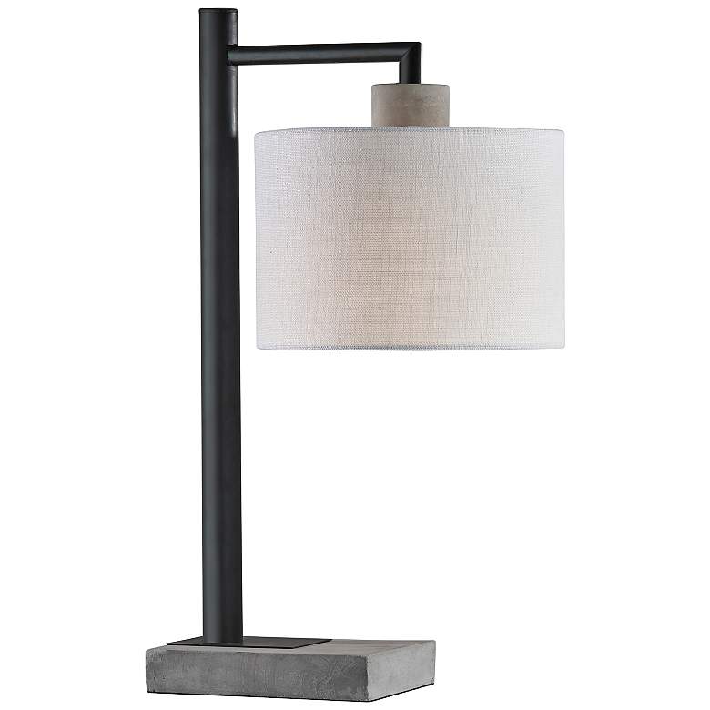 Image 1 Devin Black Metal and Gray Cement Table Lamp