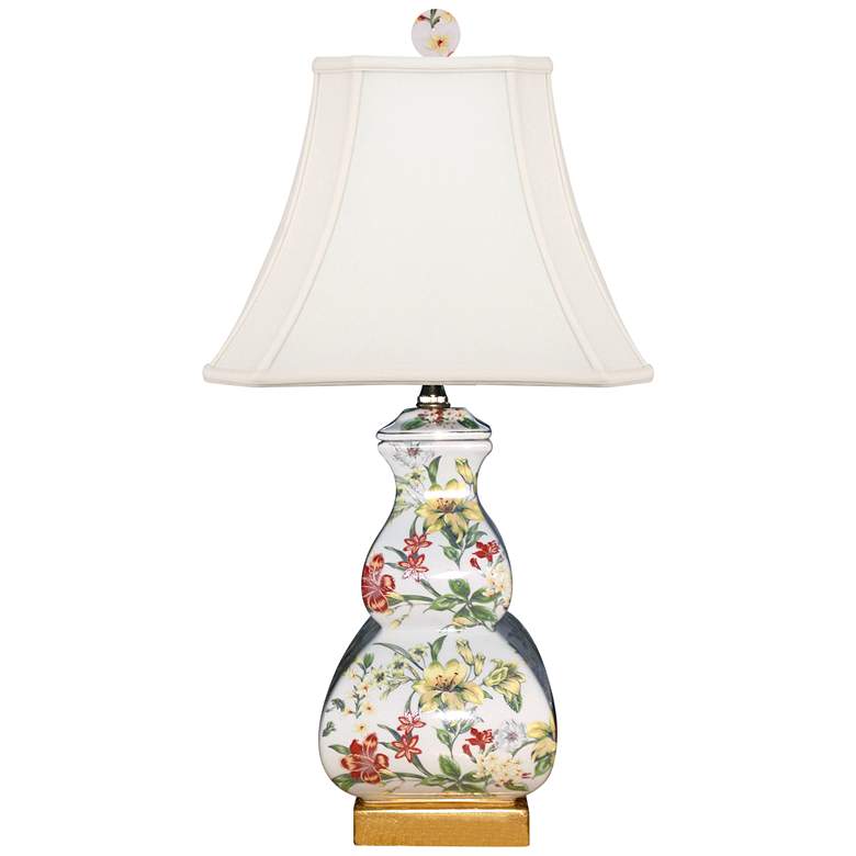 Image 1 Devin Multi-Color Porcelain Square Gourd Accent Table Lamp