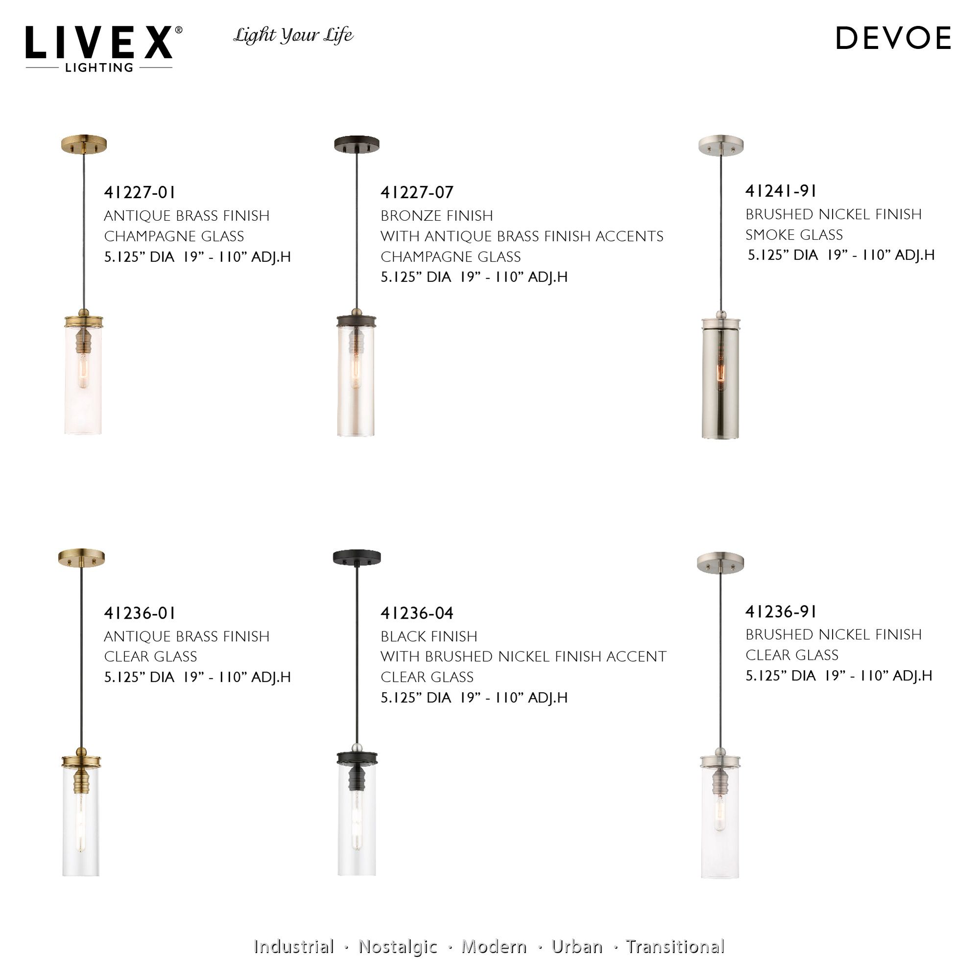 Devoe 1 Light Antique Brass Mini Pendant