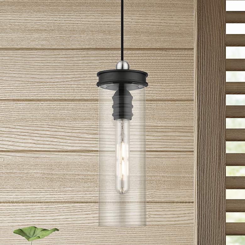 Image 1 Devoe 5 1/4" Wide Black Mini Pendant with Clear Glass
