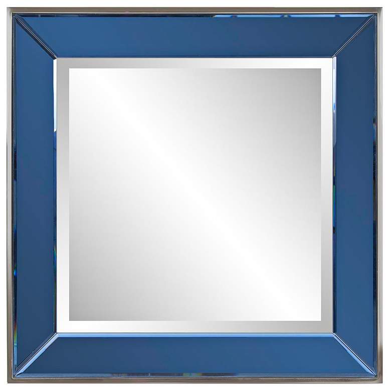 Image 2 Devon Stainless Steel and Blue 24" Square Wall Mirror