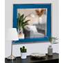3_Devon Stainless Steel and Blue 24" Square Wall Mirror more views