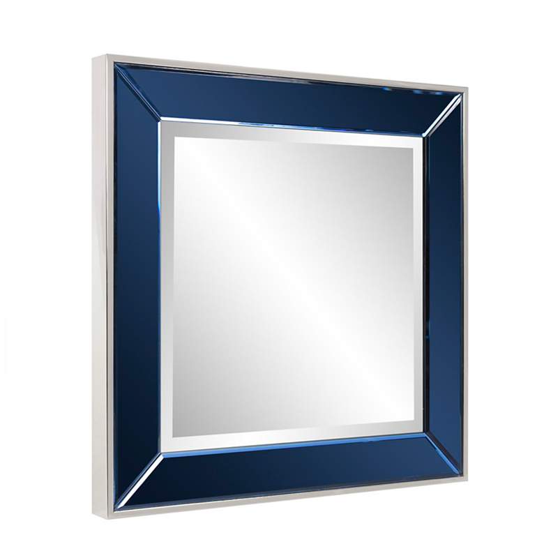 Image 4 Devon Stainless Steel and Blue 24" Square Wall Mirror more views