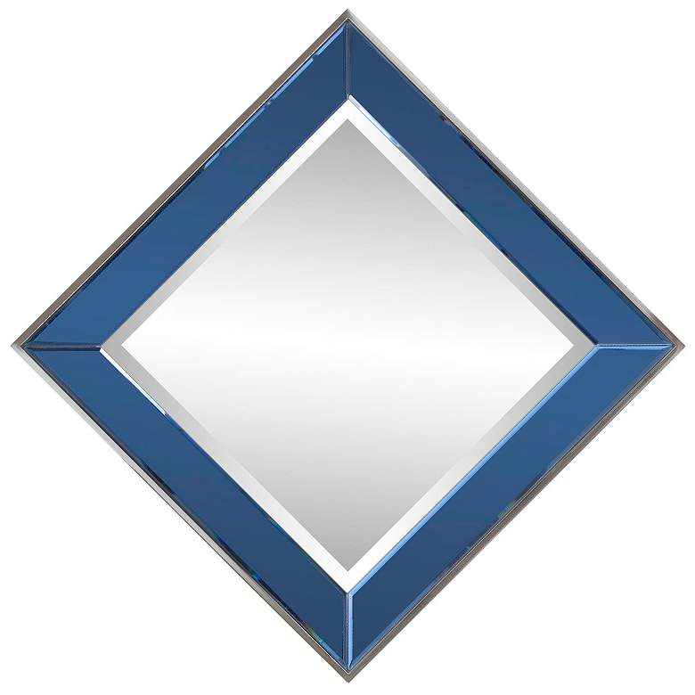 Image 5 Devon Stainless Steel and Blue 24" Square Wall Mirror more views