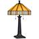 Devon Tiffany-Style Stained Glass Table Lamp with Square Base