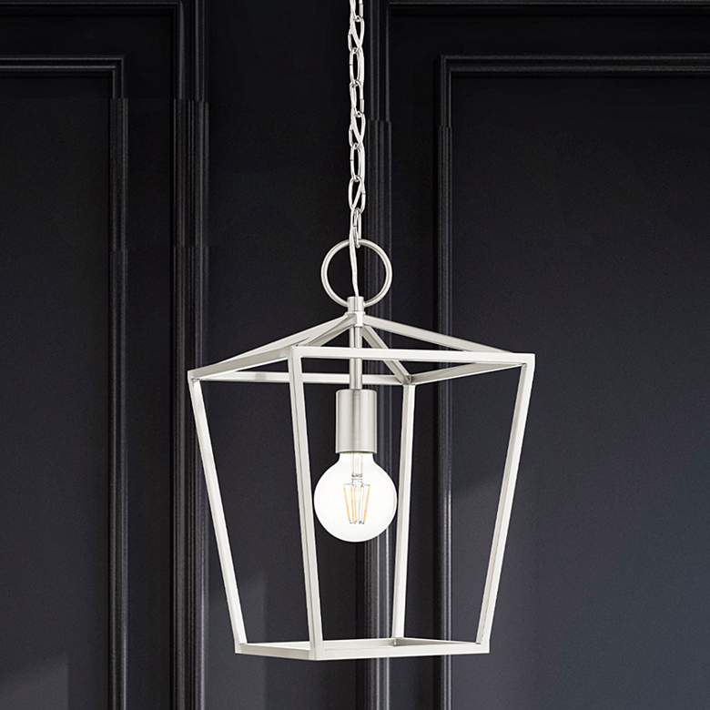 Image 1 Devone 10" Wide Brushed Nickel Geometric Mini Pendant