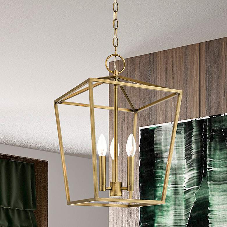 Image 1 Devone 12 1/2" Wide Antique Brass 3-Light Pendant
