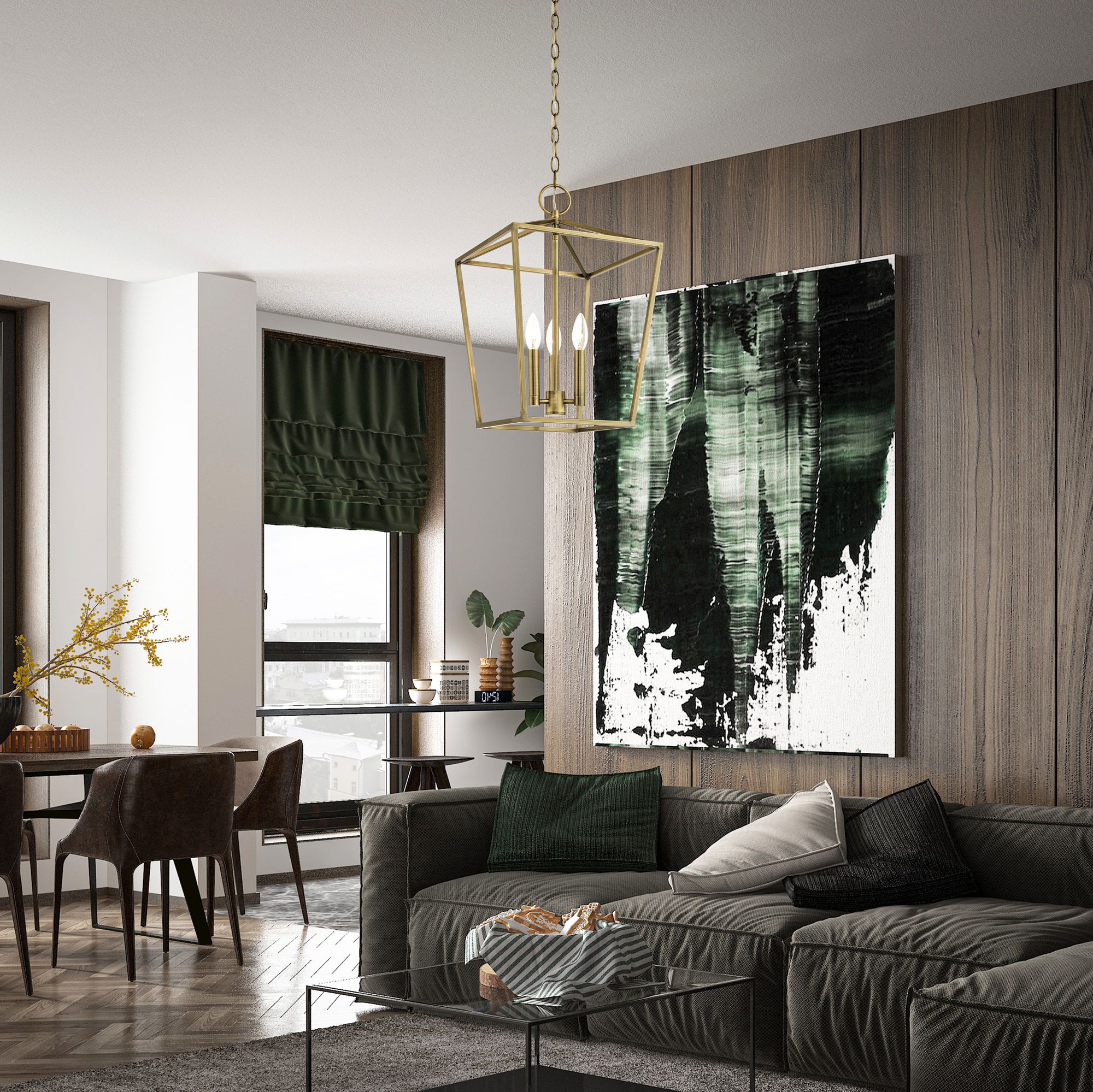 Devone 12 1/2" Wide Antique Brass 3-Light Pendant