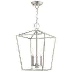 Devone 12 1/2"W Brushed Nickel 2-Light Outdoor Hanging Light