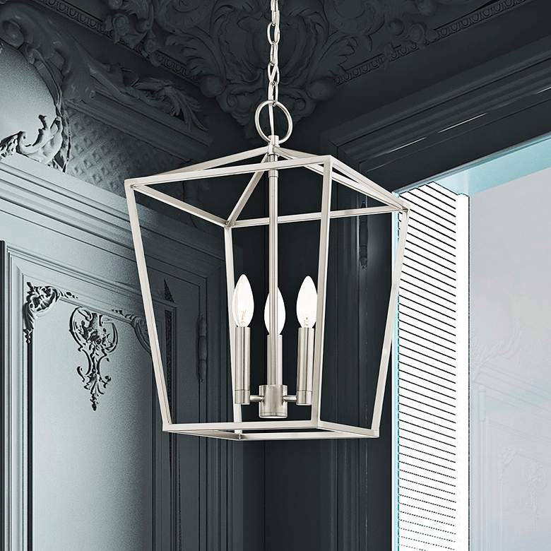 Image 2 Devone 12 1/2"W Brushed Nickel 2-Light Outdoor Hanging Light