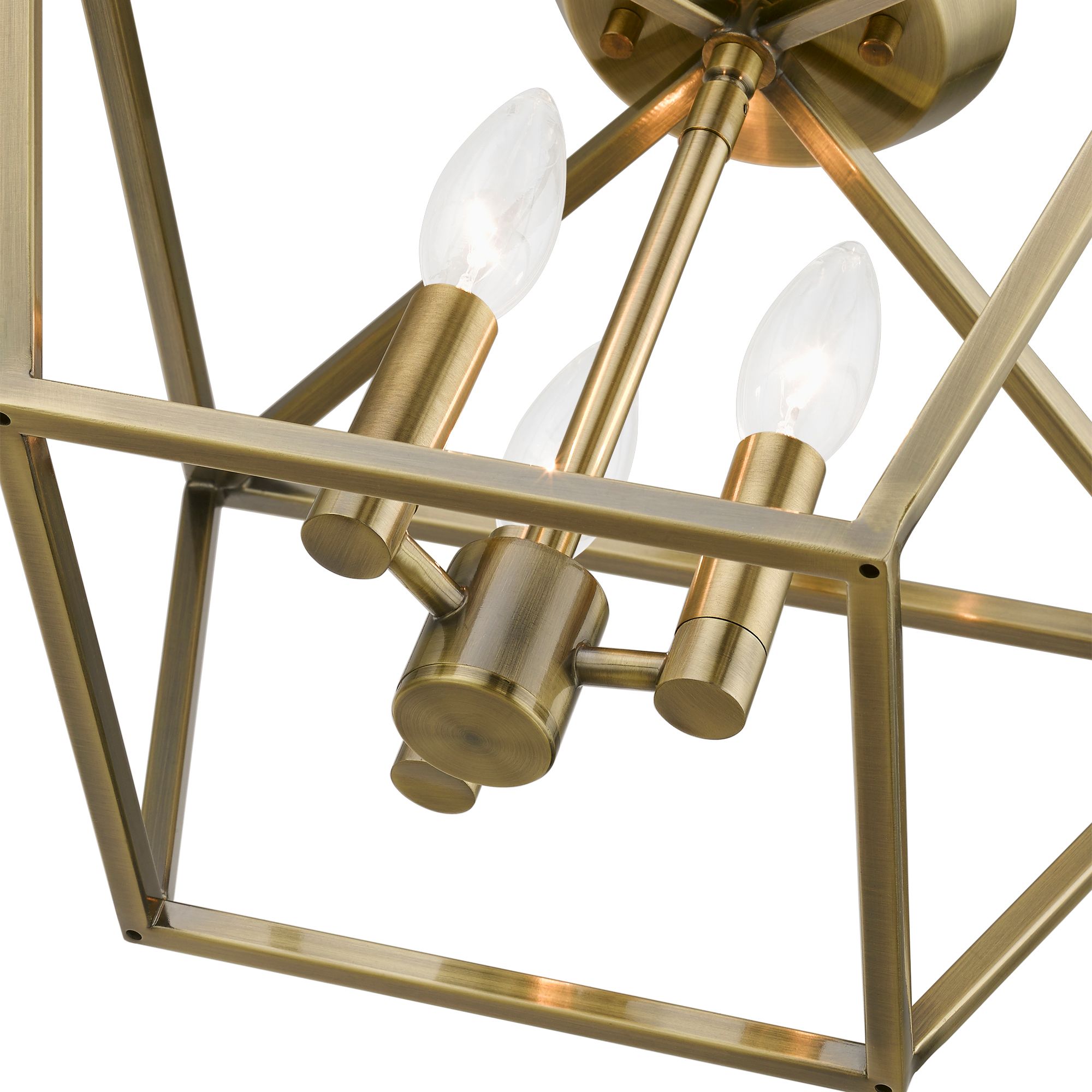 Devone 3 Light Antique Brass Square Semi-Flush