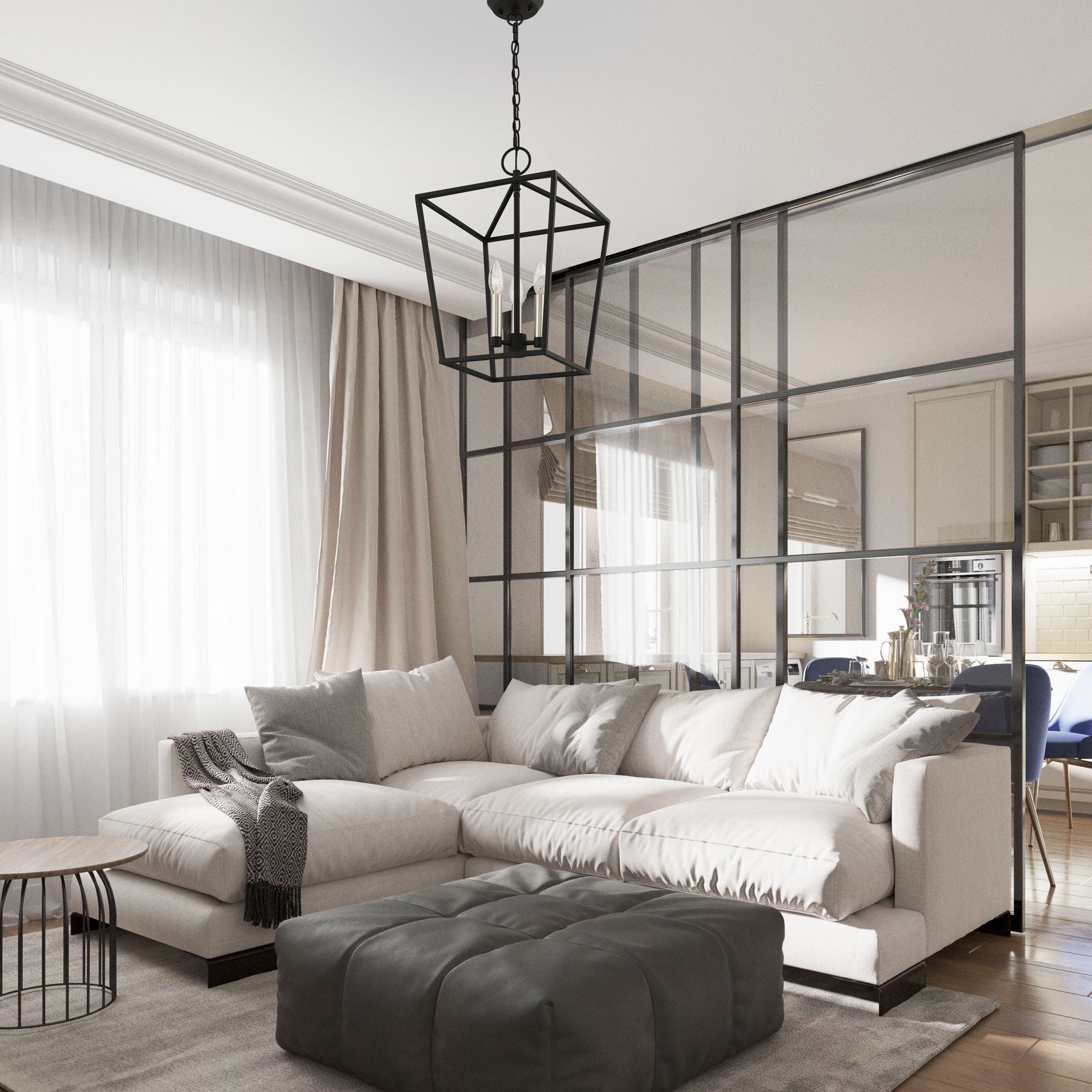 Devone 3 Light Black Convertible Lantern