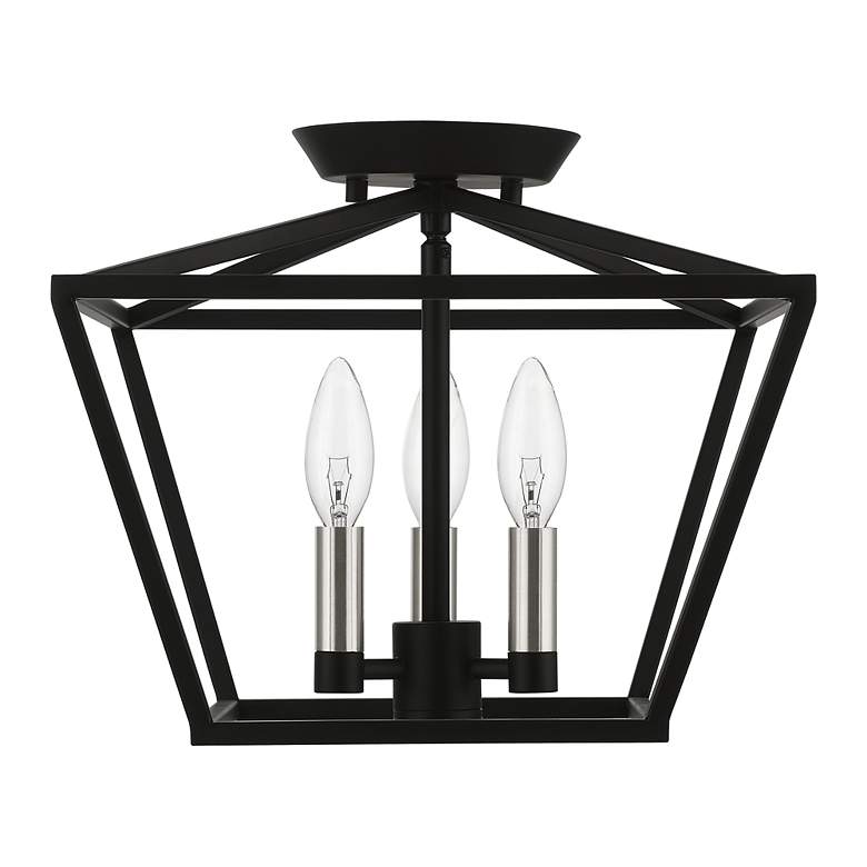 Image 3 Devone 3 Light Black Square Semi-Flush with Brushed Nickel Accents more views