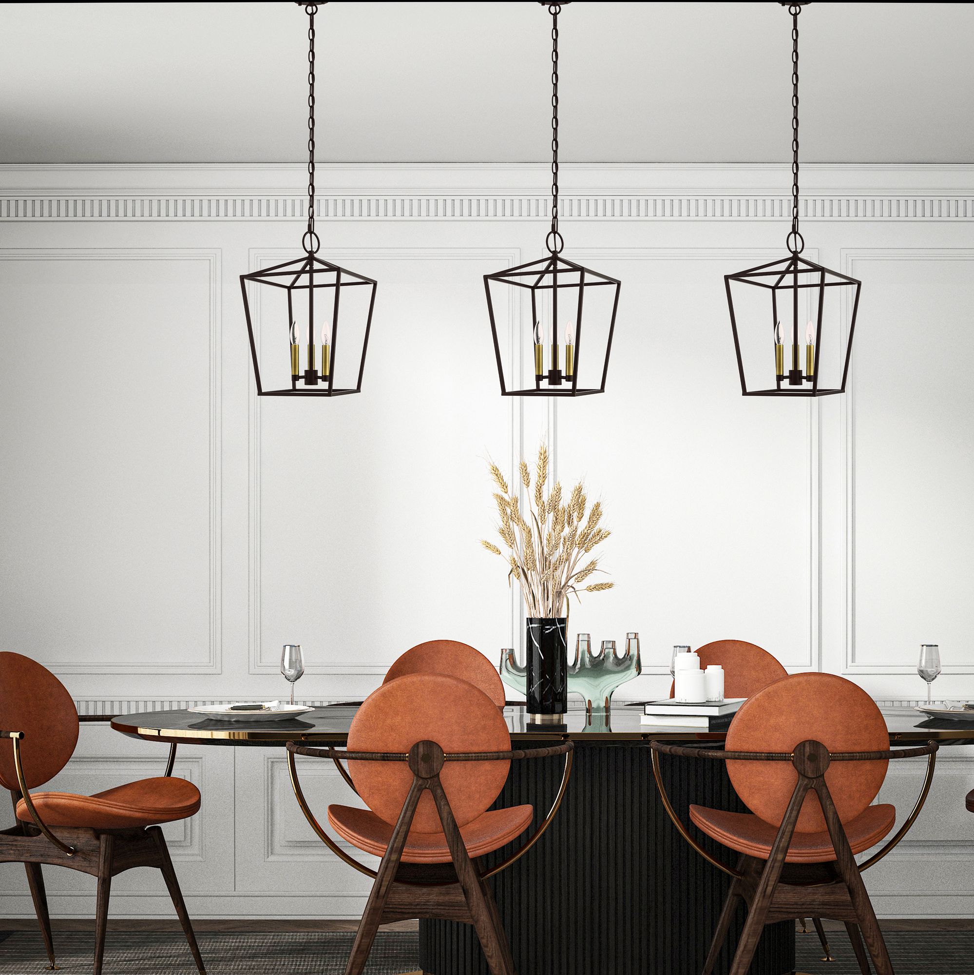 Devone 3 Light Bronze Convertible Lantern