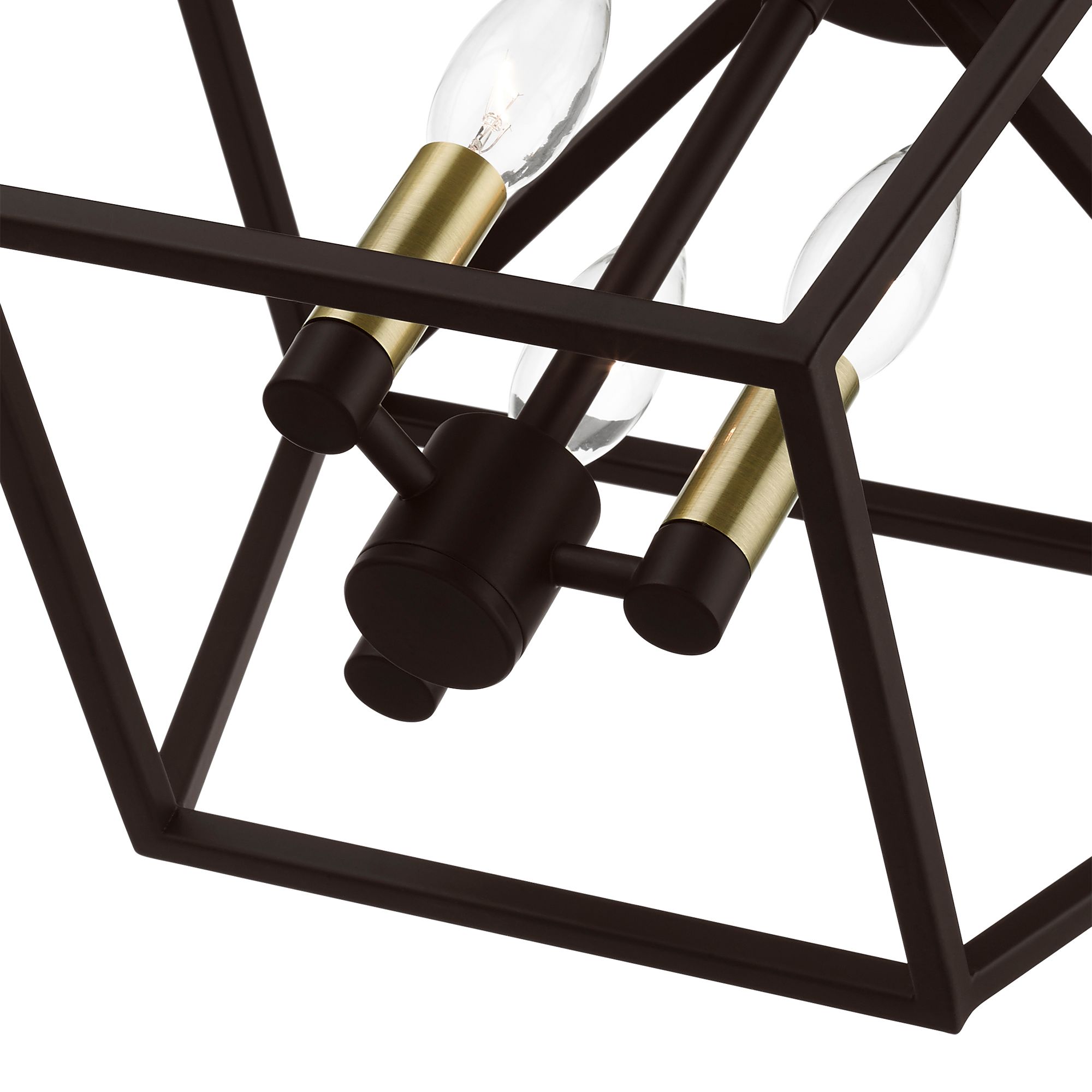 Image 7 Devone 3 Light Bronze Square Semi-Flush with Antique Brass Accents more views