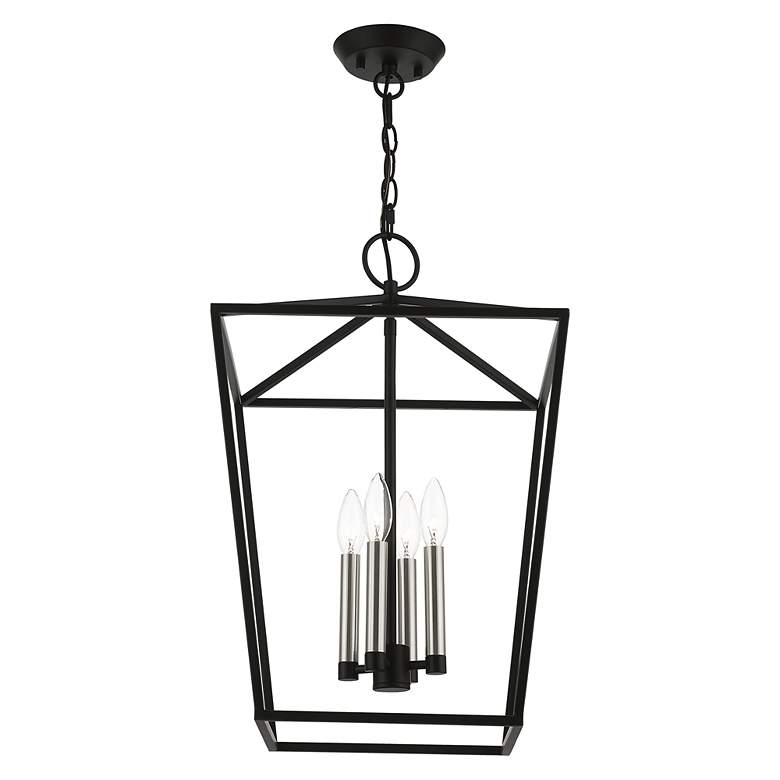 Image 3 Devone 4 Light Black Chandelier with Brushed Nickel Accents more views