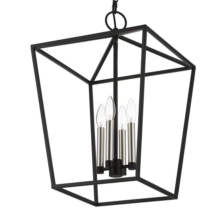 Image 5 Devone 4 Light Black Chandelier with Brushed Nickel Accents more views