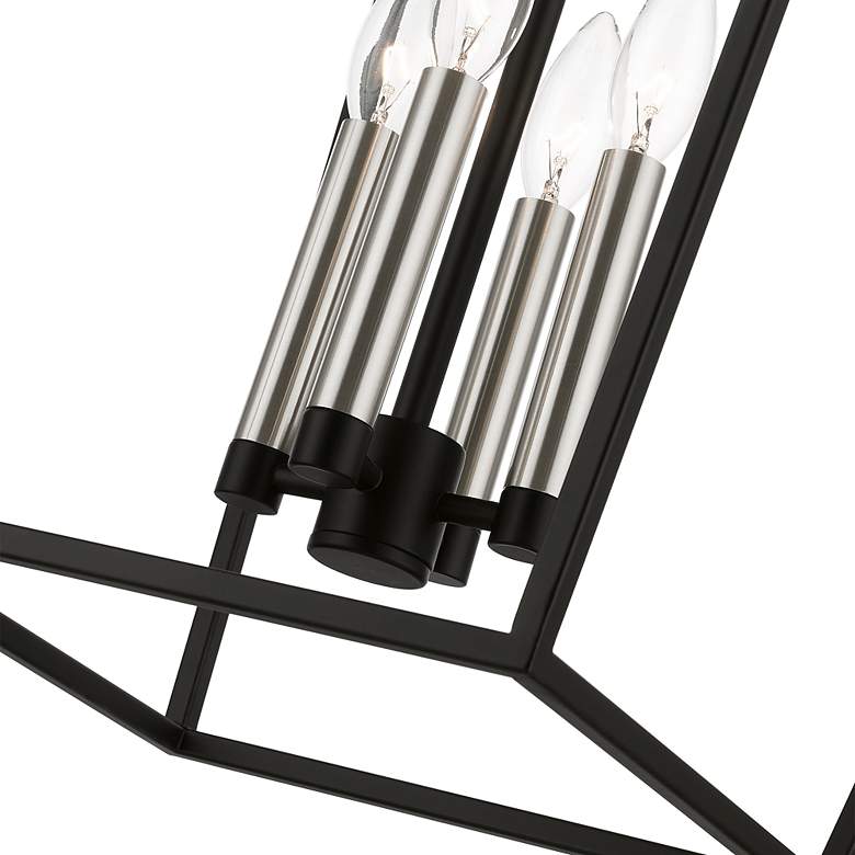 Image 7 Devone 4 Light Black Chandelier with Brushed Nickel Accents more views
