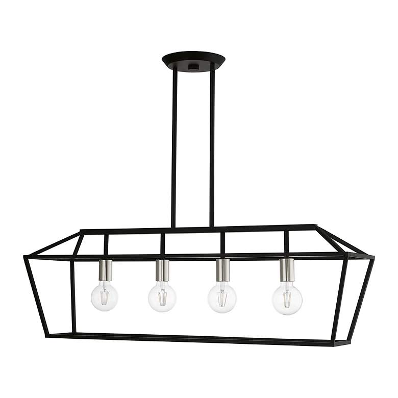 Image 3 Devone 4 Light Black Linear Chandelier with Brushed Nickel Accents more views
