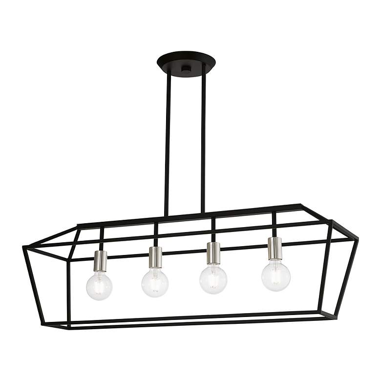 Image 4 Devone 4 Light Black Linear Chandelier with Brushed Nickel Accents more views