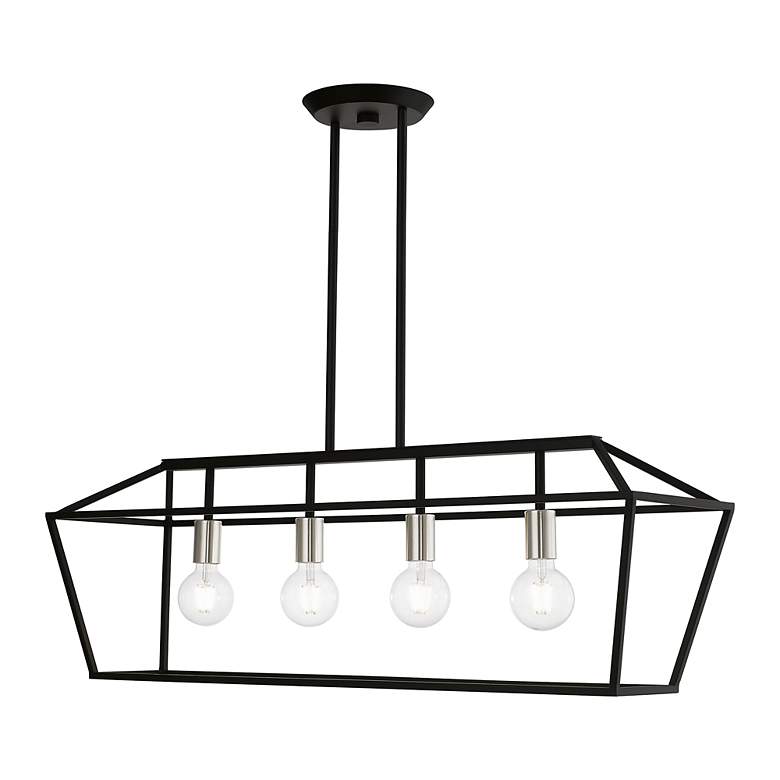 Image 5 Devone 4 Light Black Linear Chandelier with Brushed Nickel Accents more views