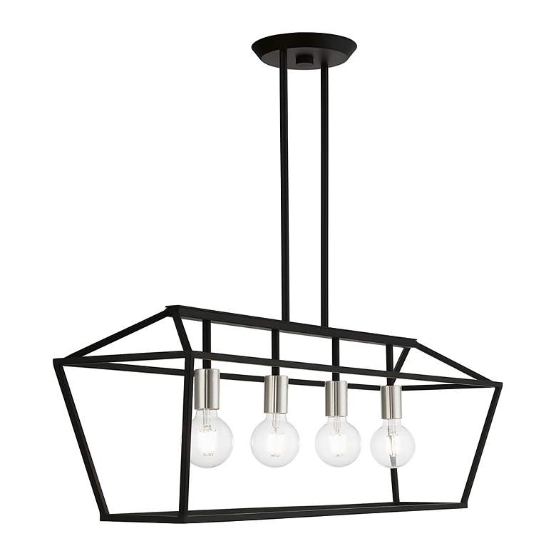 Image 7 Devone 4 Light Black Linear Chandelier with Brushed Nickel Accents more views