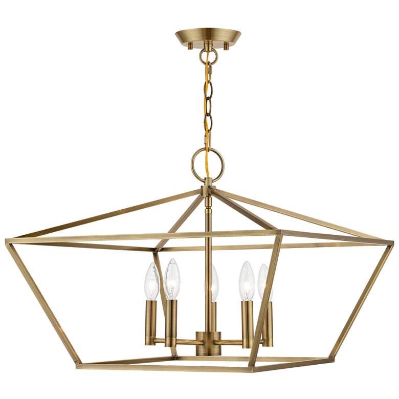 Image 1 Devone 5 Light Antique Brass Chandelier
