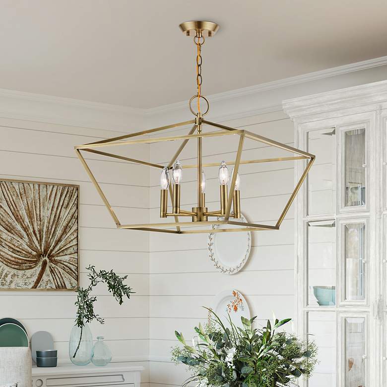 Image 1 Devone 5 Light Antique Brass Chandelier