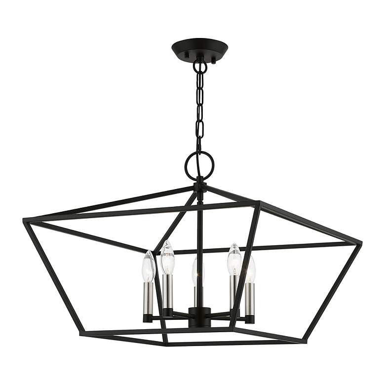 Image 3 Devone 5 Light Black Chandelier with Brushed Nickel Accents more views