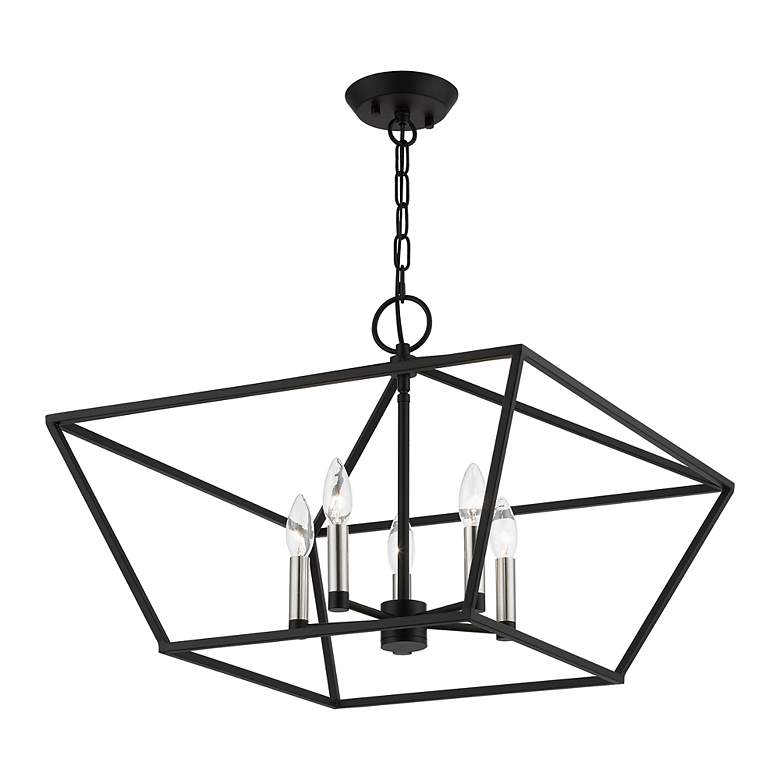 Image 4 Devone 5 Light Black Chandelier with Brushed Nickel Accents more views