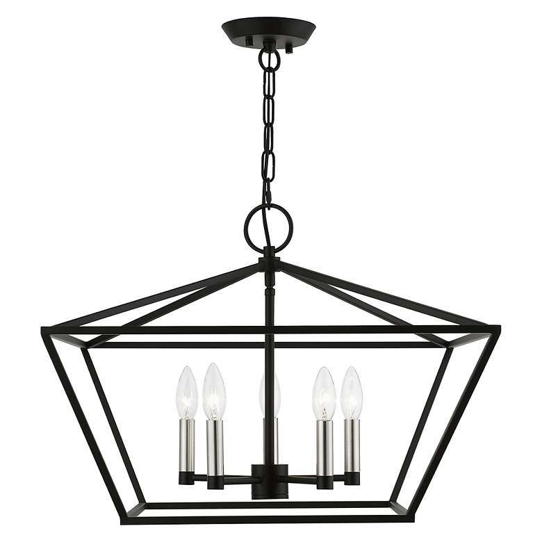 Image 5 Devone 5 Light Black Chandelier with Brushed Nickel Accents more views