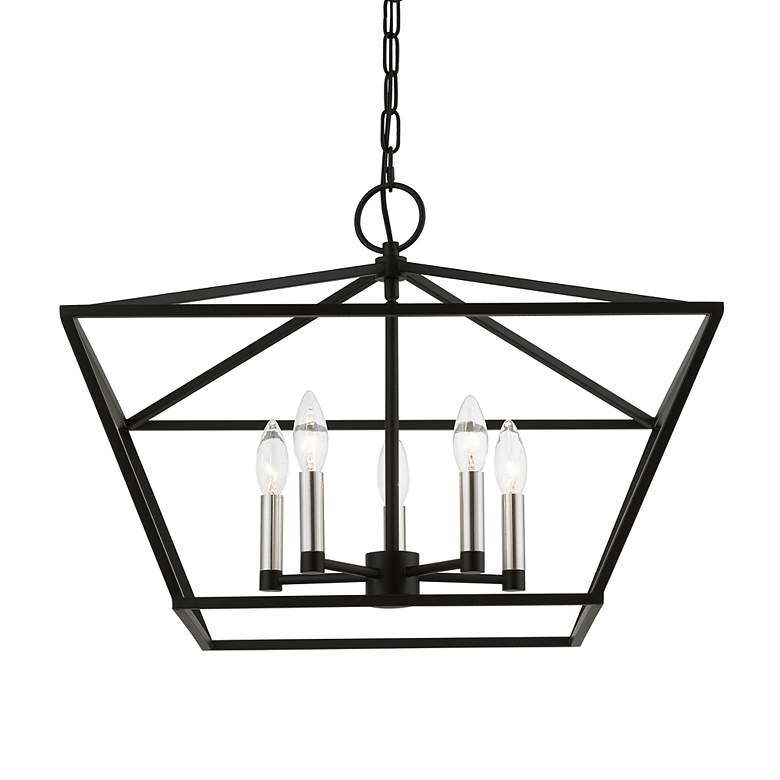 Image 6 Devone 5 Light Black Chandelier with Brushed Nickel Accents more views