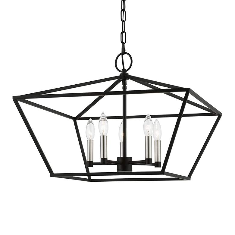 Image 7 Devone 5 Light Black Chandelier with Brushed Nickel Accents more views