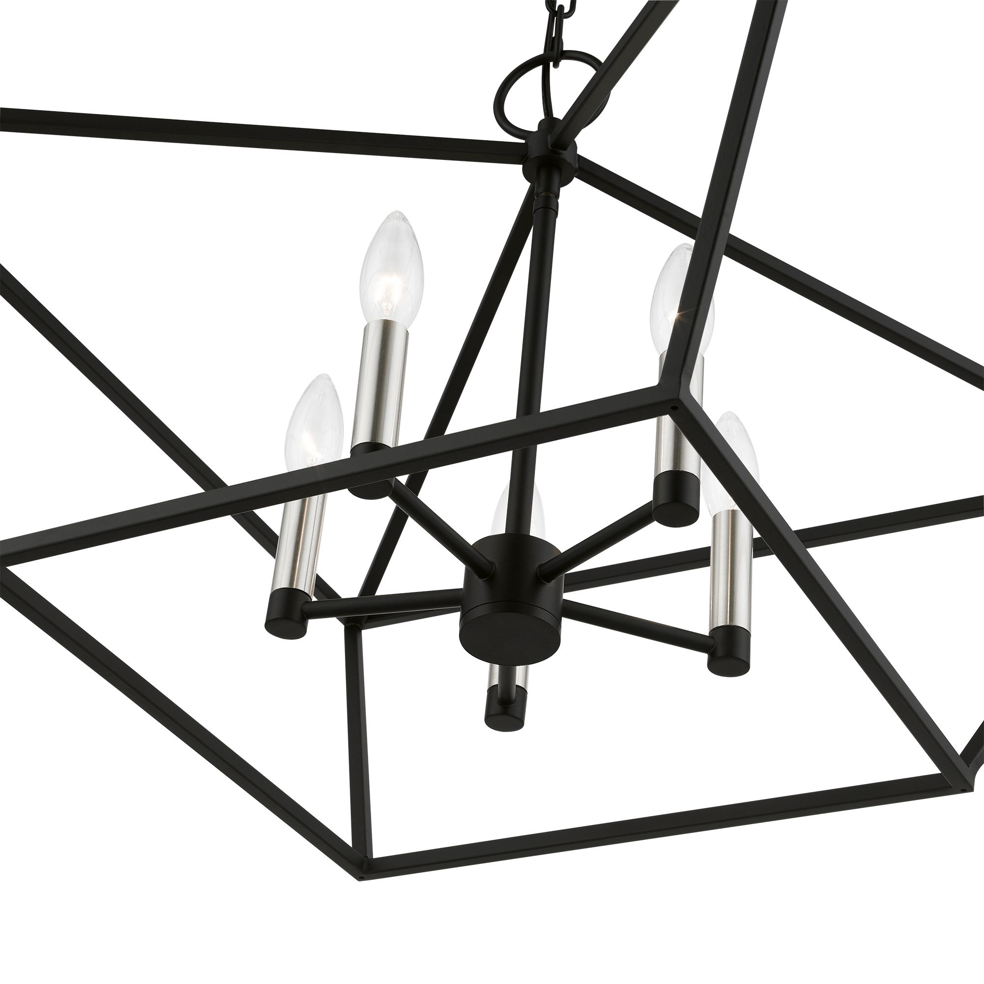 Devone 5 Light Black Chandelier with Brushed Nickel Accents