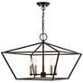 2_Devone 5 Light Bronze Chandelier with Antique Brass Accents