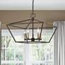 1_Devone 5 Light Bronze Chandelier with Antique Brass Accents