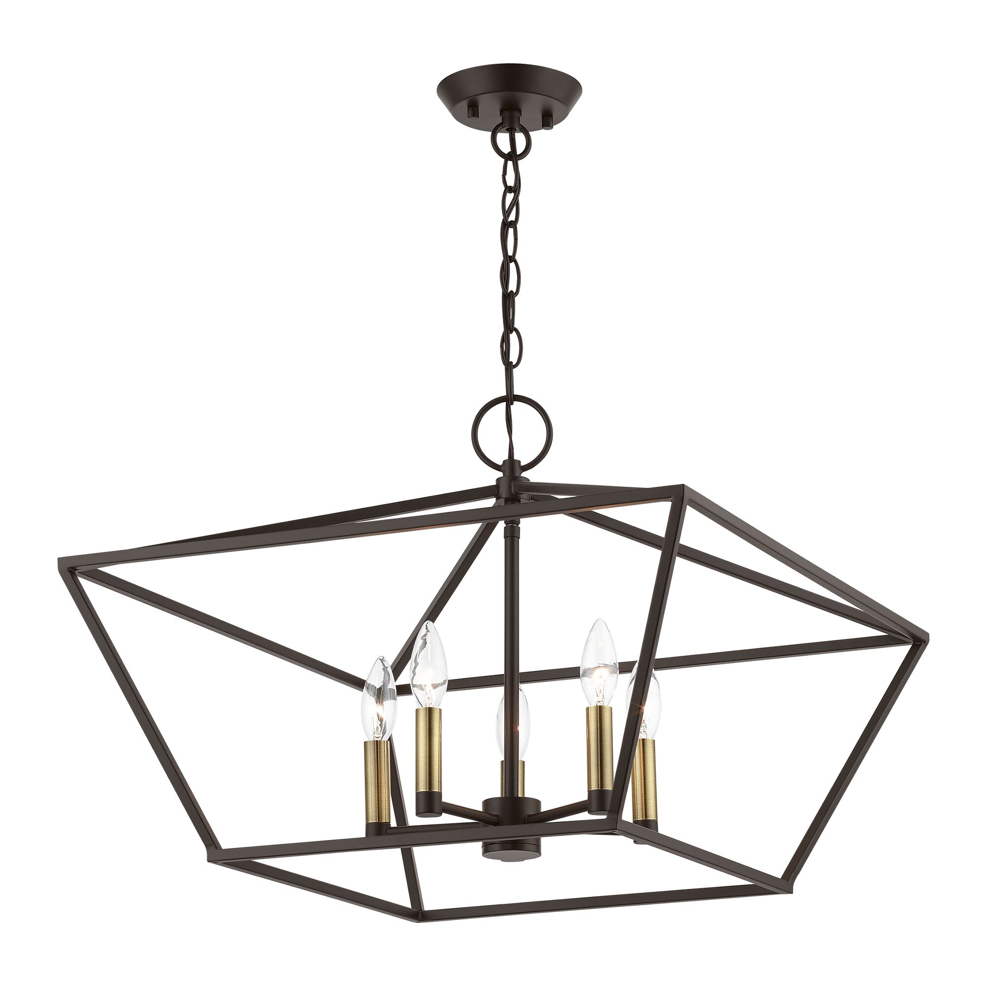 Image 4 Devone 5 Light Bronze Chandelier with Antique Brass Accents more views