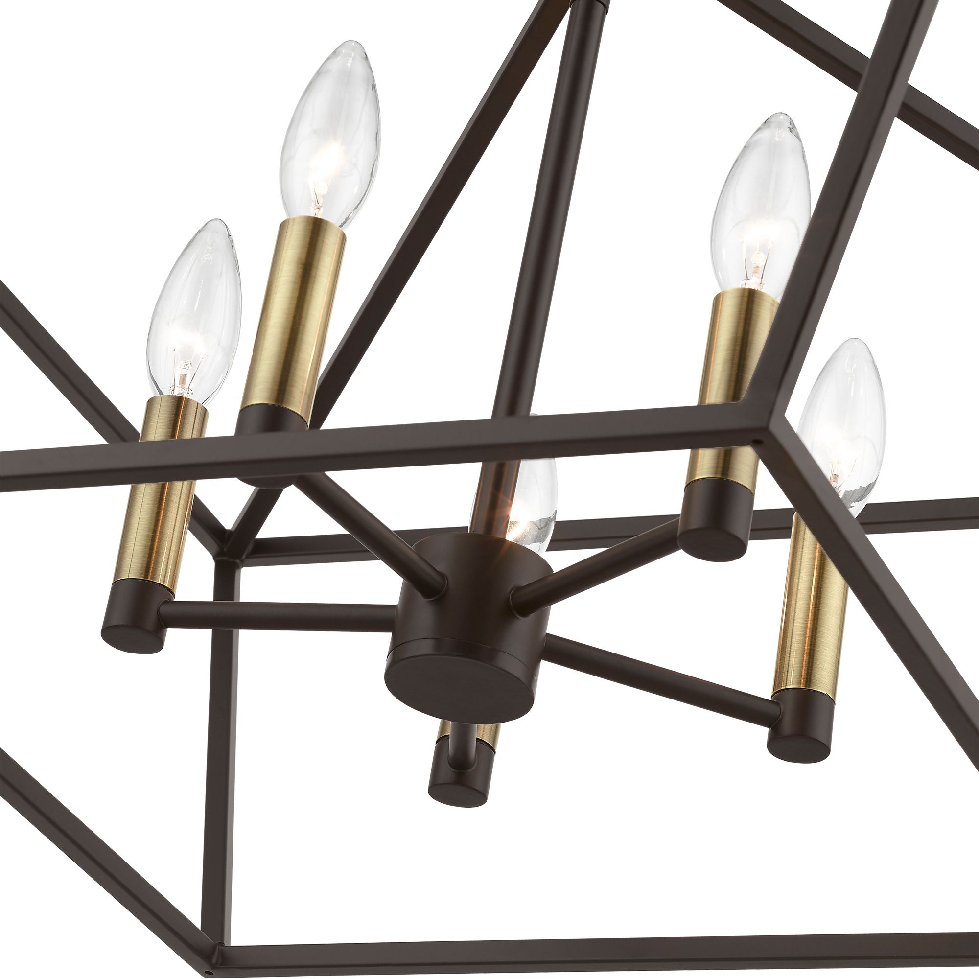 Devone 5 Light Bronze Chandelier with Antique Brass Accents