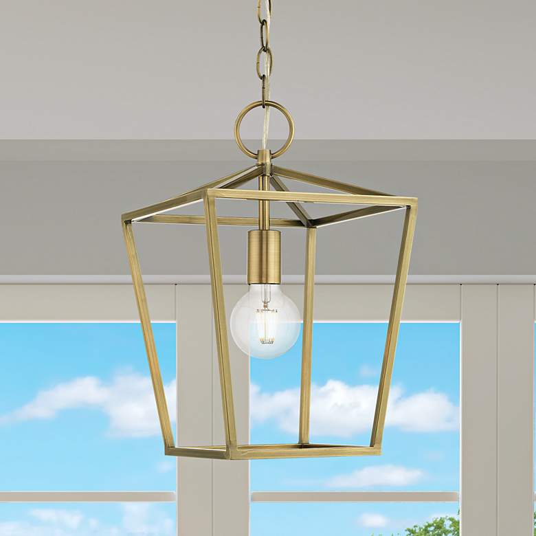 Image 2 Devonshire 10" Wide Antique Brass Mini Pendant