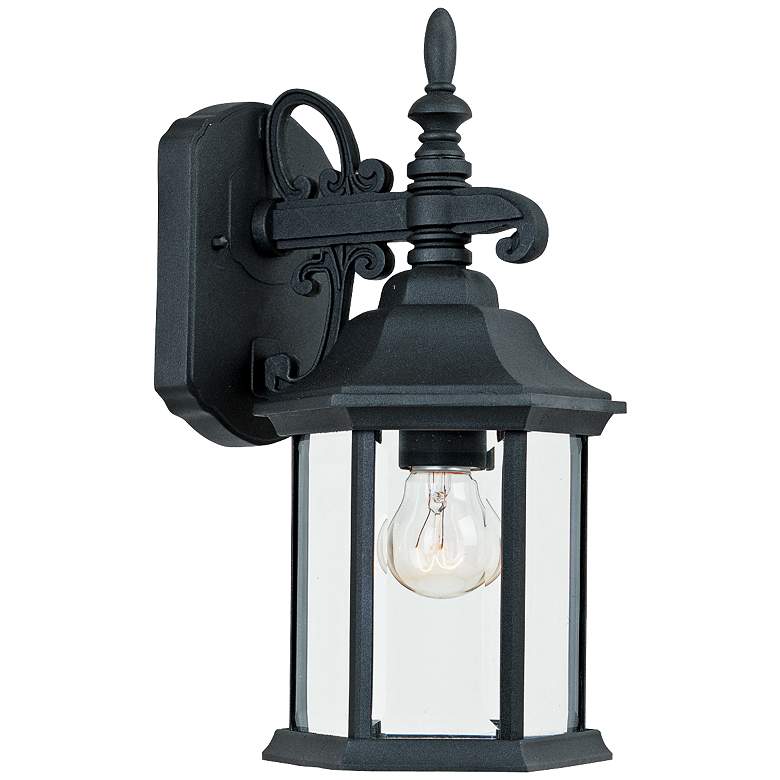Image 1 Devonshire 14 1/4 inchH Clear Glass Black Outdoor Wall Light