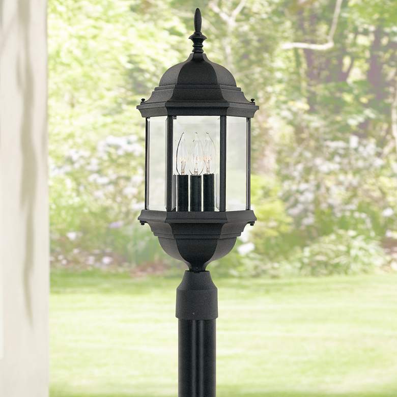 Image 1 Devonshire 23 1/2 inchH Clear Glass Black Outdoor Post Light