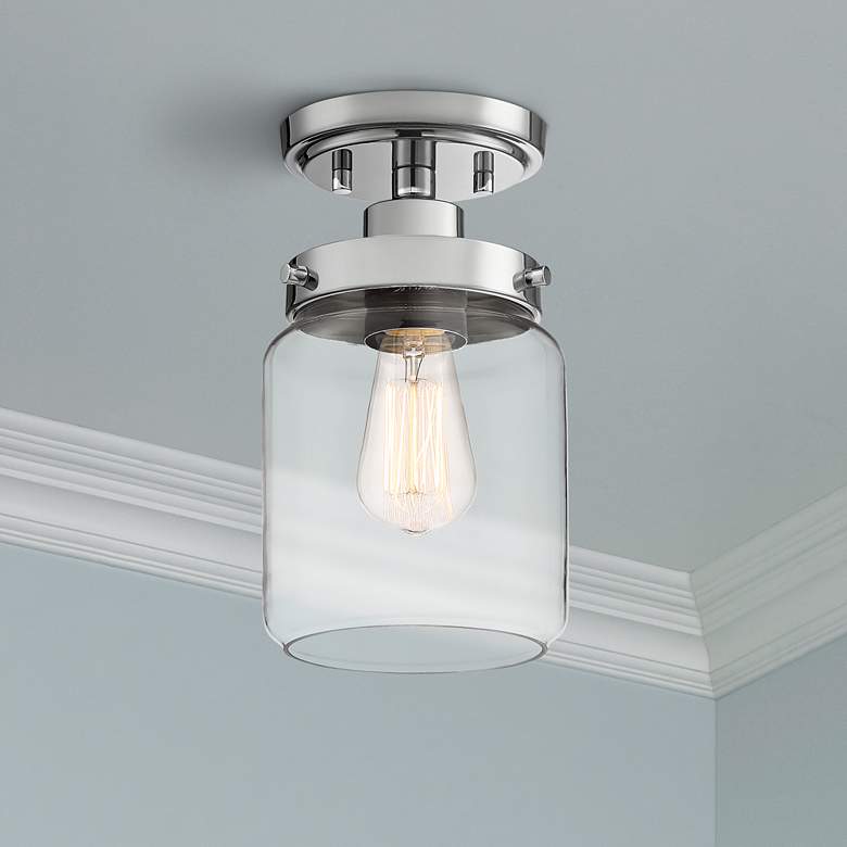 Image 1 Devonshire 6" Wide Chrome and Glass Ceiling Light